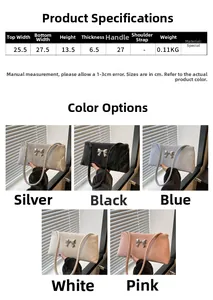 Detailed size chart and multi-color options for the minimalist bowknot shoulder bag
