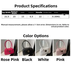 Size chart showing PU leather baseball bag dimensions: 23x13x6.5cm with four color options