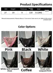 Detailed size chart and multi-color options for trendy corduroy shoulder bags