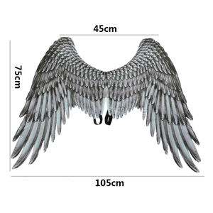 Black angel wings costume with 105cm span and realistic feather print for cosplay