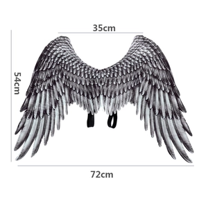 Realistic black feather angel wings for costume with size dimensions 54x72cm