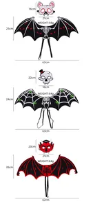 Tabella taglie per set ali e maschera di Halloween per bambini con dettagli peso
