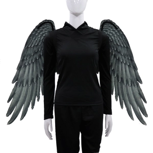 Large black feather angel wings for Halloween cosplay costume, professional party props