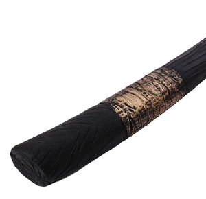 Detail of PU foam cosplay axe showing realistic wood grain and bronze metal decoration