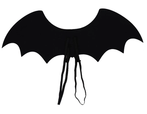 Dettaglio di ali di pipistrello nere in tessuto non tessuto con elastici per Halloween