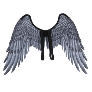 Unisex black non-woven angel wings for Mardi Gras party with elastic straps