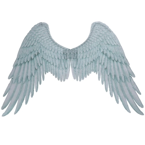 Light blue non-woven angel wings with feather texture for Halloween party costumes