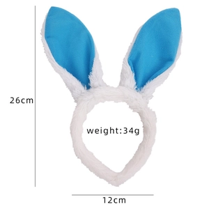 Blue and white plush bunny ear headband for Easter party costume and festive decoration