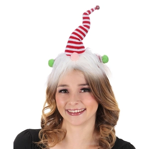 Serre-tête de Noël avec bonnet de lutin rayé et fausse fourrure pour la fête
