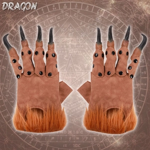 Dragon Claw Gloves Halloween Monster Paw Cosplay Costume Accessories With Faux Fur For Carnival Masquerade Party Props