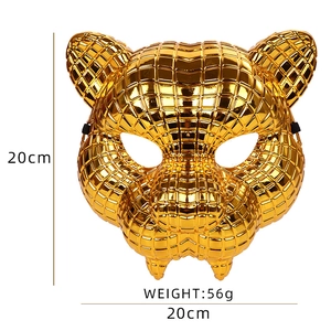 Goldene Leopardenmaske für Partys mit Metallic-Textur und elastischem Band auf Weiß