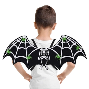 Ali di pipistrello nere per bambini con ragnatele per decorazioni di feste di Halloween