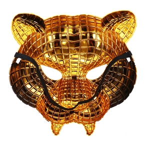 Goldene Leopardenmaske mit Metallstruktur und Gummiband für Kostümpartys und Karneval