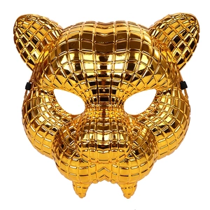 Goldene Leopardenmaske mit glitzernder Spiegelgitter-Textur für Faschingspartys