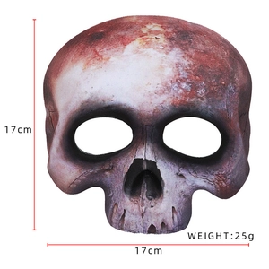 Realistic Halloween EVA skull half mask with red blood stains, size 17x17cm and 25g weight