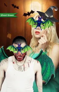 Ghost green bat wings and mask set for Halloween carnival cosplay costumes and parties