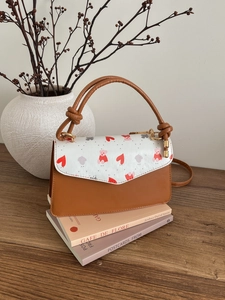 Sac à Main en Cuir PU Mode Femme Grande Capacité Sac Bandoulière Couleur Contrastée Joli Motif Voyage Quotidien