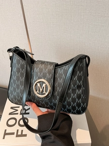 Sac à Bandoulière Vintage en Cuir PU pour Femmes Monogramme Sac sous le Bras Avec Boucle en Métal Doré Mode Quotidien