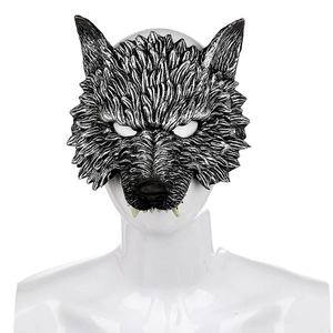 Werewolf Mask Realistic Animal Head Cover Soft PU Metallic Finish For Halloween Carnival Masquerade Cosplay Costume Props