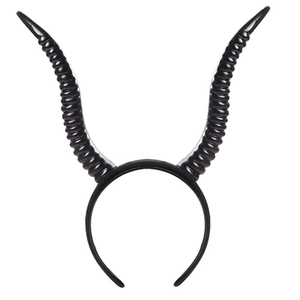 Gothic Halloween black demon horn headband with spiral texture for cosplay costumes