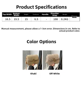Detailed size specifications and dimensions for the woven crossbody bag with strap details