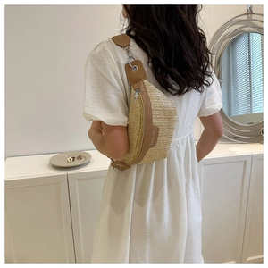 Borsa a tracolla in paglia da donna borsa da petto intrecciata casual borsa alla moda