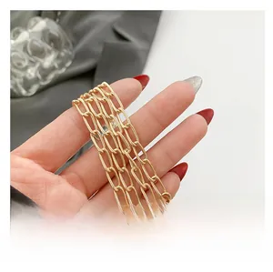 Close-up of elegant gold chain strap with polished metal links for crossbody handbags
