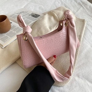 Crocodile Pattern Underarm Shoulder Bag PU Leather Retro Knot Strap Chic Handbag For Women