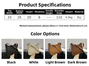 Detailed size guide and specifications for minimalist PU leather shoulder bag