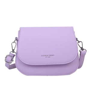 Chic lavender saddle crossbody bag for women with silver fashion trend typography