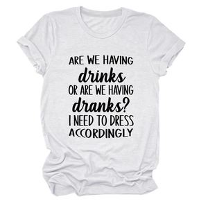 Detailed flat lay of white cotton T-shirt featuring funny black typographic slogan print