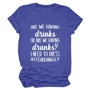 Detail of soft purple heather fabric with humorous drinking quote graphic print