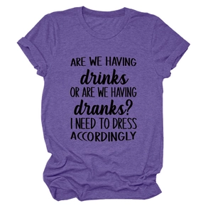 Detail of purple heather texture and black printed quote on women's crewneck t-shirt