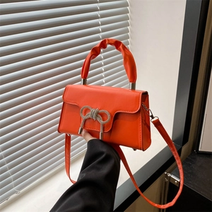 Damen PU Leder Umhängetasche Strass Schleife Plissierter Griff Mode Schultertasche Kleine Quadratische Handtasche Für Täglich Party