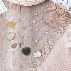 Tree of Life wall hanging with citrine stones and colorful natural agate slices