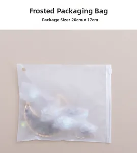 Frosted waterproof jewelry storage bag with zipper closure measuring 20cm by 17cm