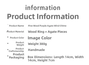 Detailed specifications of pine purple agate wind chime with wood ring and handmade slices
