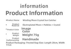 Detailed specifications for handmade moon crystal suncatcher with amethyst and wire wrapping