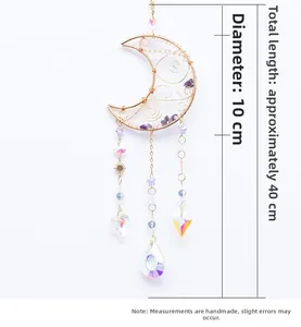 Detailed moon suncatcher with purple amethyst stones and rainbow crystal drops