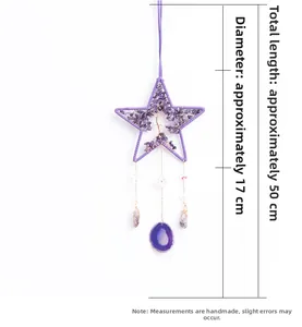 Detail des Lebensbaum-Amethyst-Kristallsternanhängers mit angegebenen Abmessungen