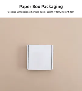 Detailed view of the 10x10x3cm white matte cardboard gift box dimensions and packaging