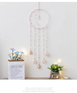 Attrape-rêves Arbre de Vie rose avec quartz rose et guirlande lumineuse LED pour murale