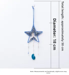 Macro dell'acchiappasogni a stella blu albero della vita con dimensioni 50cm per 18cm