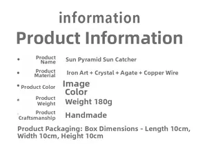 Detailed technical specifications for handmade solar pyramid sun catcher crystal craft