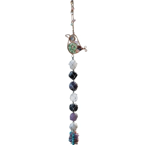 Handmade Tree of Life car hanging ornament with seven chakra natural stones and bird frame