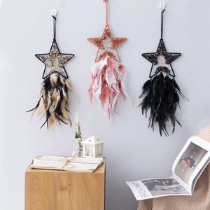 Star Dream Catcher Tree Of Life Wall Hanging With Crystal Stones Feathers Handmade Boho Home Decor Gift
