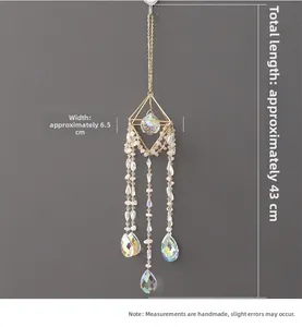 Detailed dimensions of geometric crystal suncatcher with 43cm length and 6.5cm width