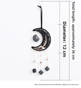 Detail of tree of life suncatcher with black crystals and dimensions 36cm by 12cm