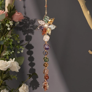 Handmade 7 chakra crystal stones dreamcatcher hanging ornament for home decor