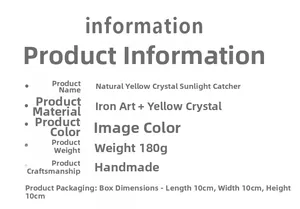 Detailed product specifications and dimensions for handmade Citrine prism sun catcher
